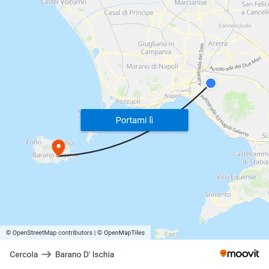 Cercola to Barano D' Ischia map