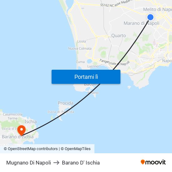 Mugnano Di Napoli to Barano D' Ischia map