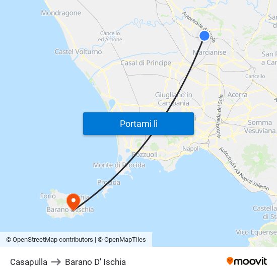 Casapulla to Barano D' Ischia map