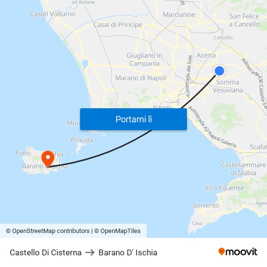 Castello Di Cisterna to Barano D' Ischia map