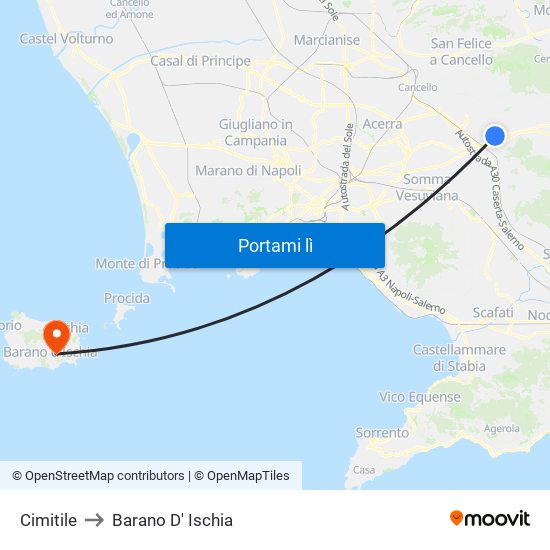 Cimitile to Barano D' Ischia map
