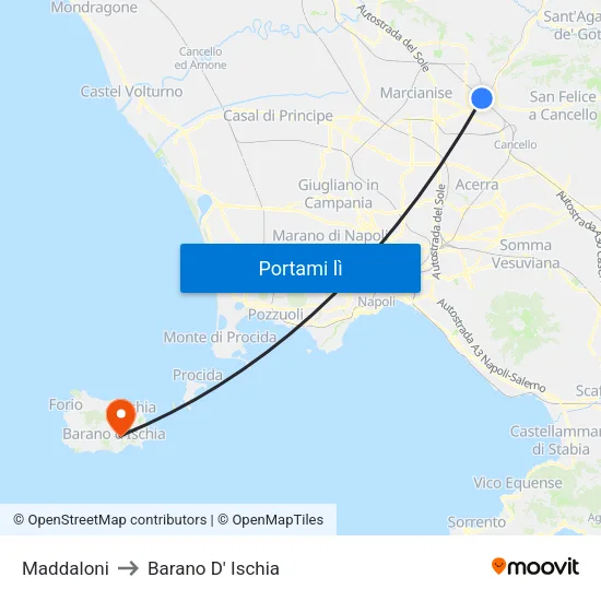 Maddaloni to Barano D' Ischia map