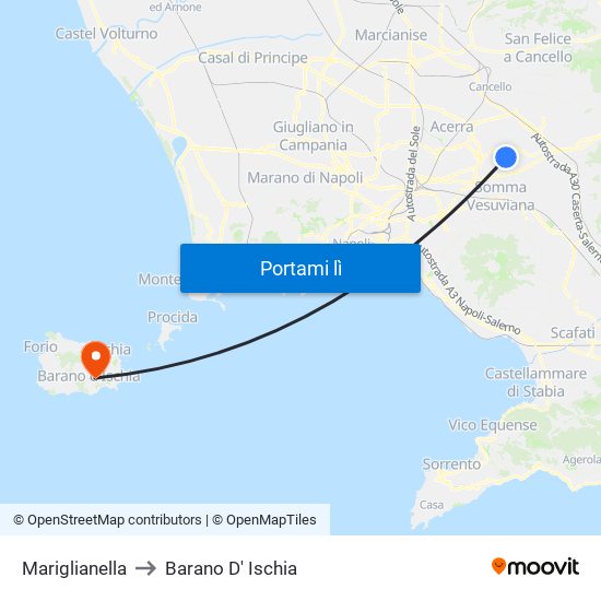 Mariglianella to Barano D' Ischia map