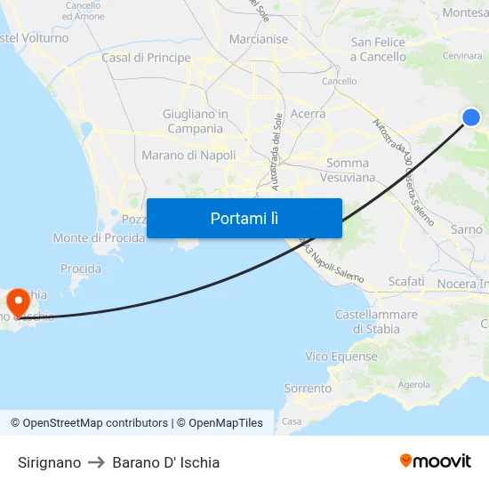 Sirignano to Barano D' Ischia map