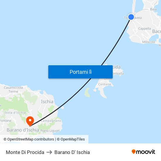 Monte Di Procida to Barano D' Ischia map