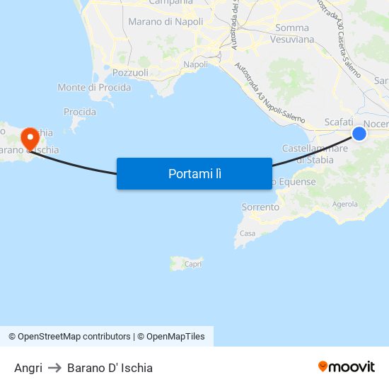 Angri to Barano D' Ischia map