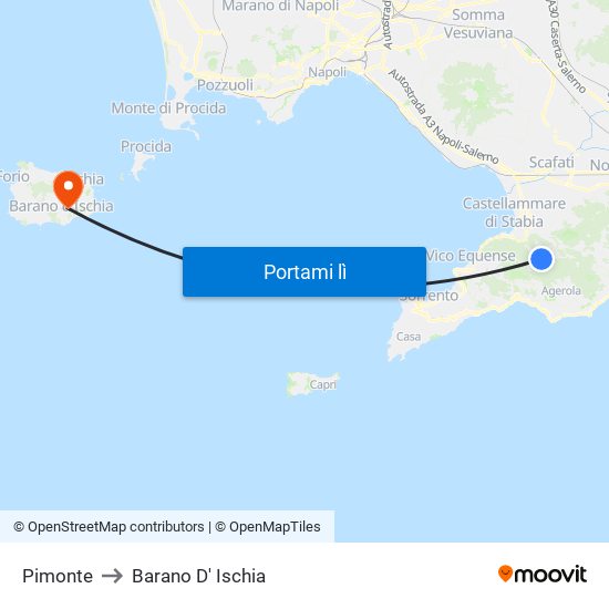 Pimonte to Barano D' Ischia map