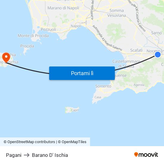 Pagani to Barano D' Ischia map