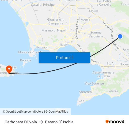 Carbonara Di Nola to Barano D' Ischia map