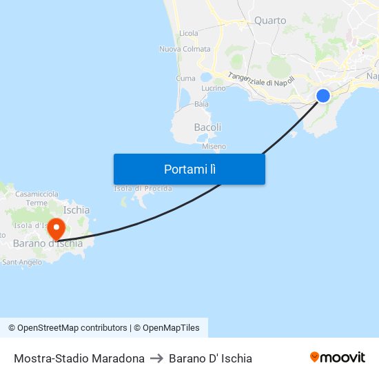 Mostra-Stadio Maradona to Barano D' Ischia map