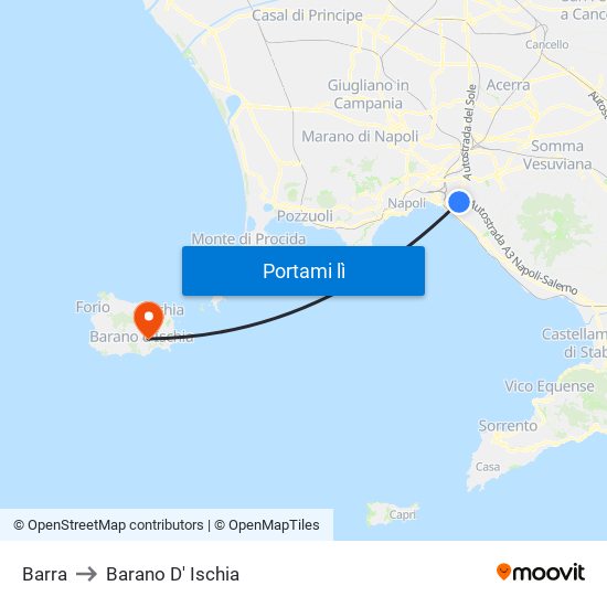 Barra to Barano D' Ischia map