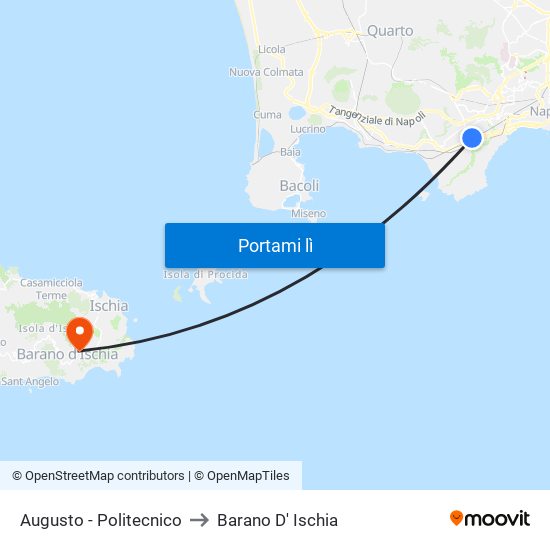 Augusto - Politecnico to Barano D' Ischia map