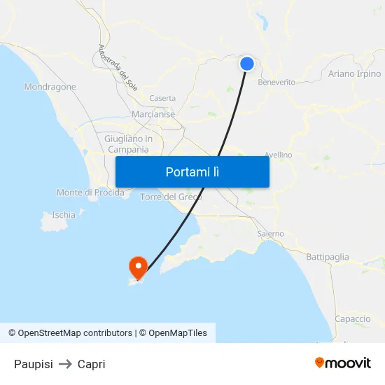 Paupisi to Capri map