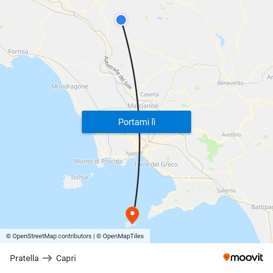 Pratella to Capri map