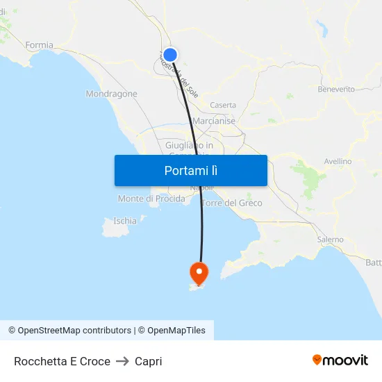 Rocchetta E Croce to Capri map
