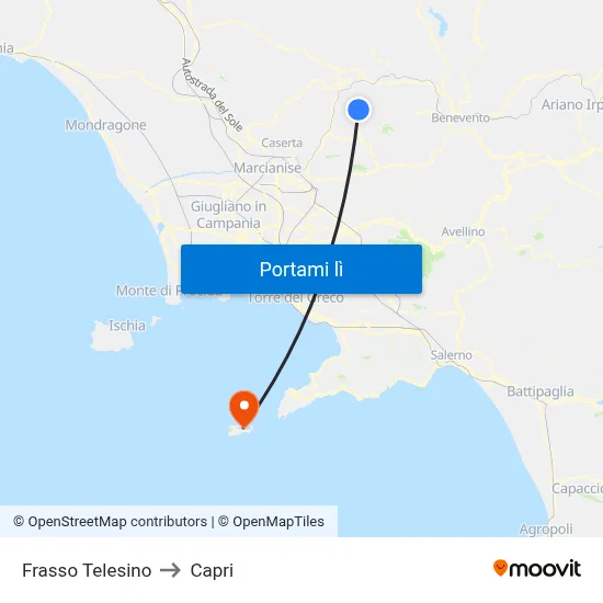 Frasso Telesino to Capri map