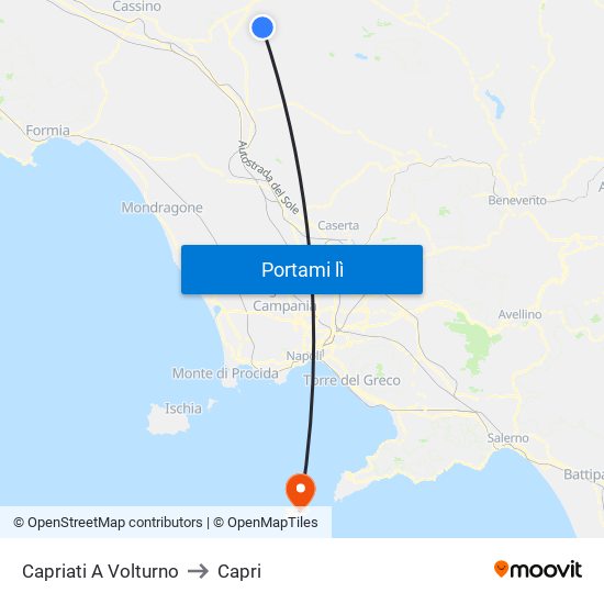 Capriati A Volturno to Capri map