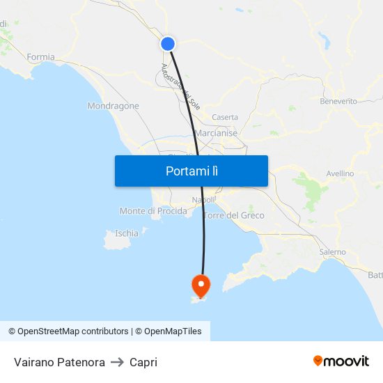 Vairano Patenora to Capri map