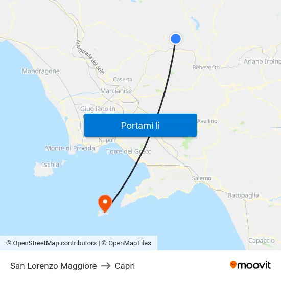 San Lorenzo Maggiore to Capri map