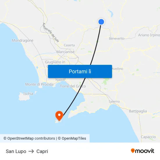 San Lupo to Capri map