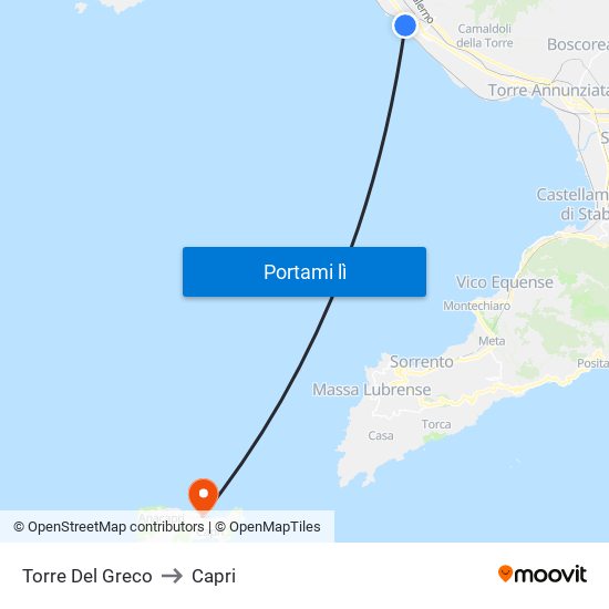 Torre Del Greco to Capri map