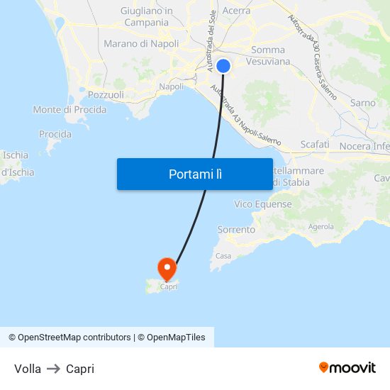 Volla to Capri map