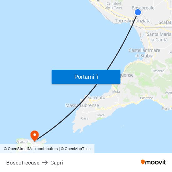 Boscotrecase to Capri map