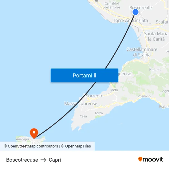 Boscotrecase to Capri map