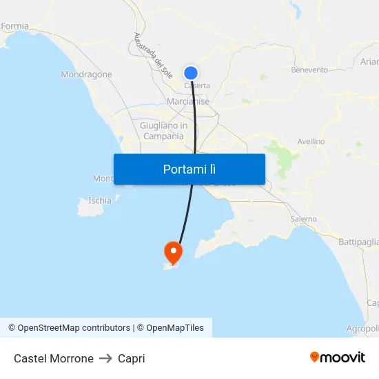 Castel Morrone to Capri map