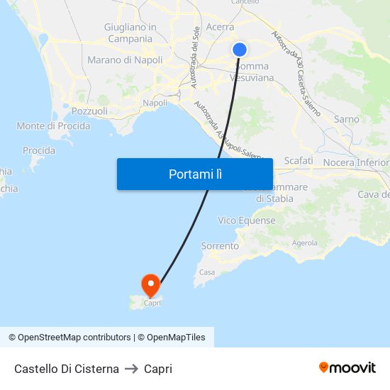 Castello Di Cisterna to Capri map
