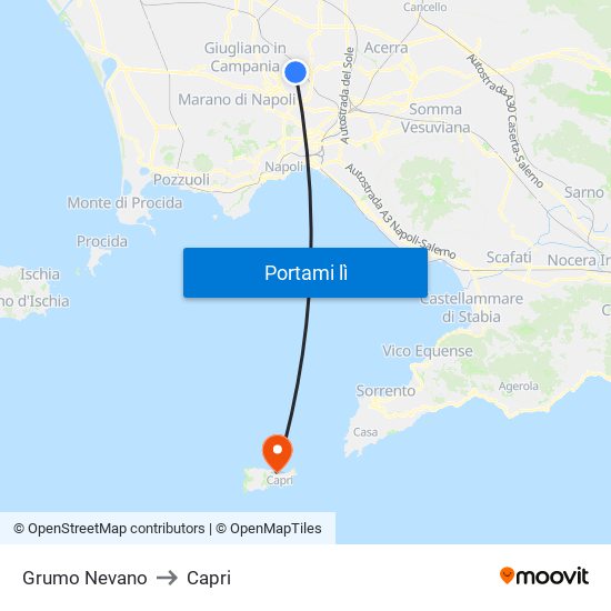 Grumo Nevano to Capri map