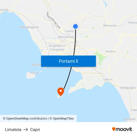 Limatola to Capri map