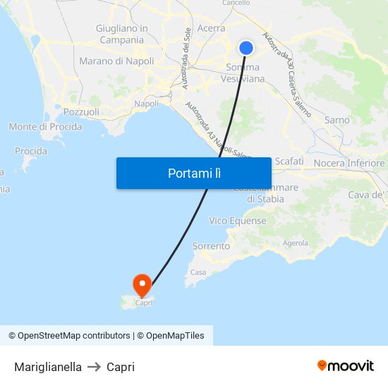 Mariglianella to Capri map