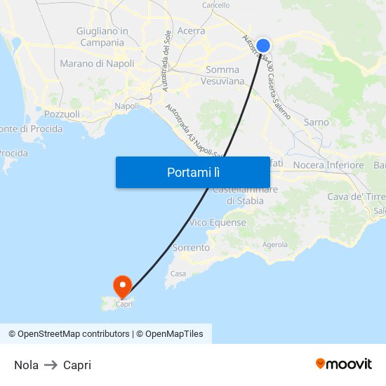 Nola to Capri map