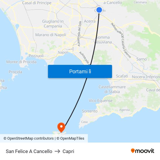 San Felice A Cancello to Capri map