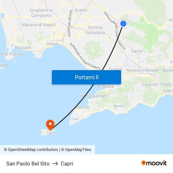 San Paolo Bel Sito to Capri map