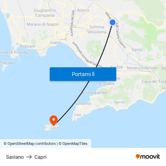 Saviano to Capri map