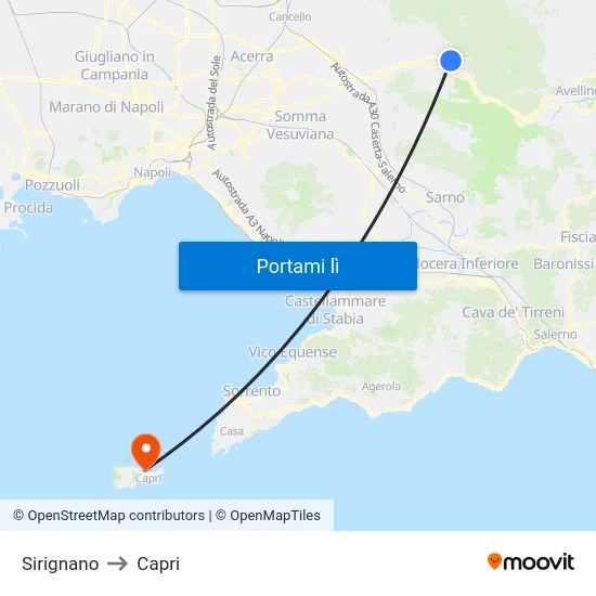 Sirignano to Capri map
