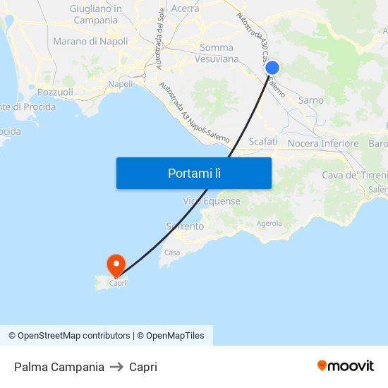Palma Campania to Capri map