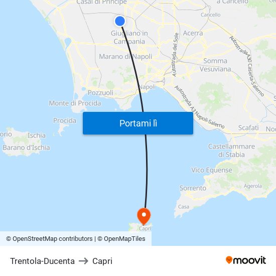 Trentola-Ducenta to Capri map