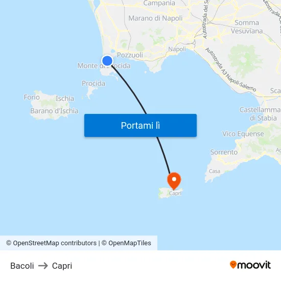 Bacoli to Capri map
