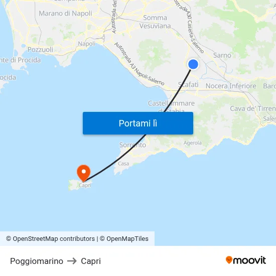 Poggiomarino to Capri map