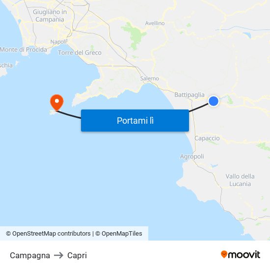 Campagna to Capri map