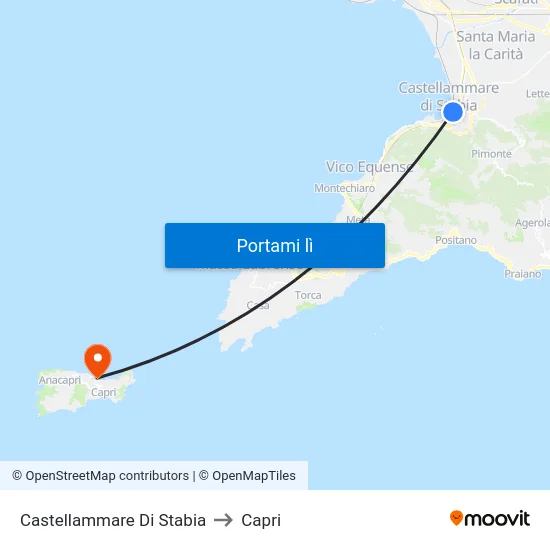 Castellammare Di Stabia to Capri map