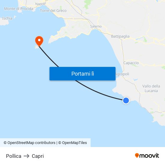 Pollica to Capri map