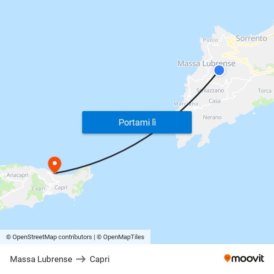Massa Lubrense to Capri map