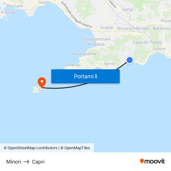 Minori to Capri map