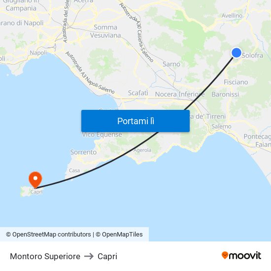 Montoro Superiore to Capri map