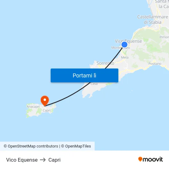 Vico Equense to Capri map