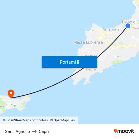 Sant' Agnello to Capri map